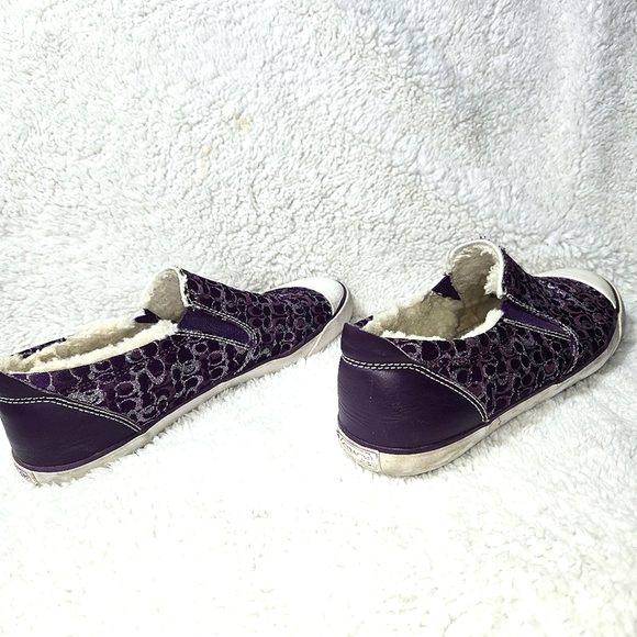 COACH Sherpa- Sz 8.5 Purple Logo Slip-On Sneaker- Shimmery w/Plenty of Life Left - Picture 5 of 9